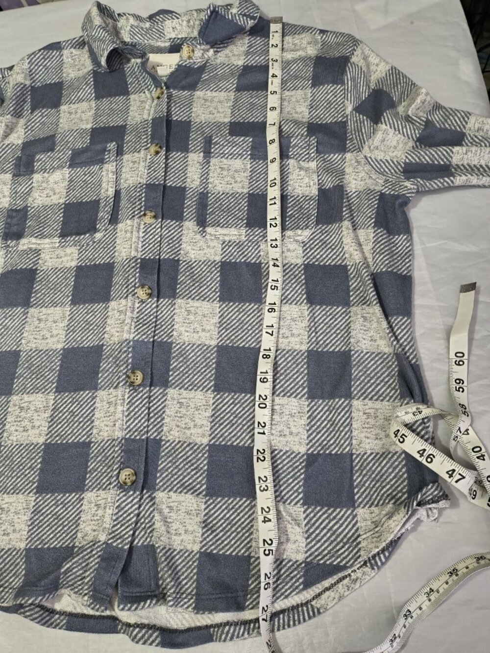 Angels Forever Young Women's Size XL Blue And Gray Plaid SOFT Long Sleeve Button - Picture 11 of 13